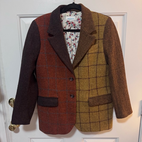 Sundance Jackets & Blazers - Sundance Solange Patchwork Wool Blazer Harris Tweed Floral Lining Women’s Size 4